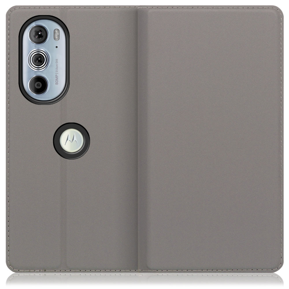 LOOF Skin slim Series motorola edge 30 pro [グレー] 薄い 軽量 手帳型ケース カード収納 幅広ポケット ベルトなし