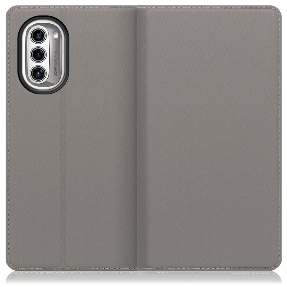 LOOF Skin slim motorola moto g52j 5G 用 [グレー] 薄い 軽量 手帳型ケース カード収納 幅広ポケット ベルトなし