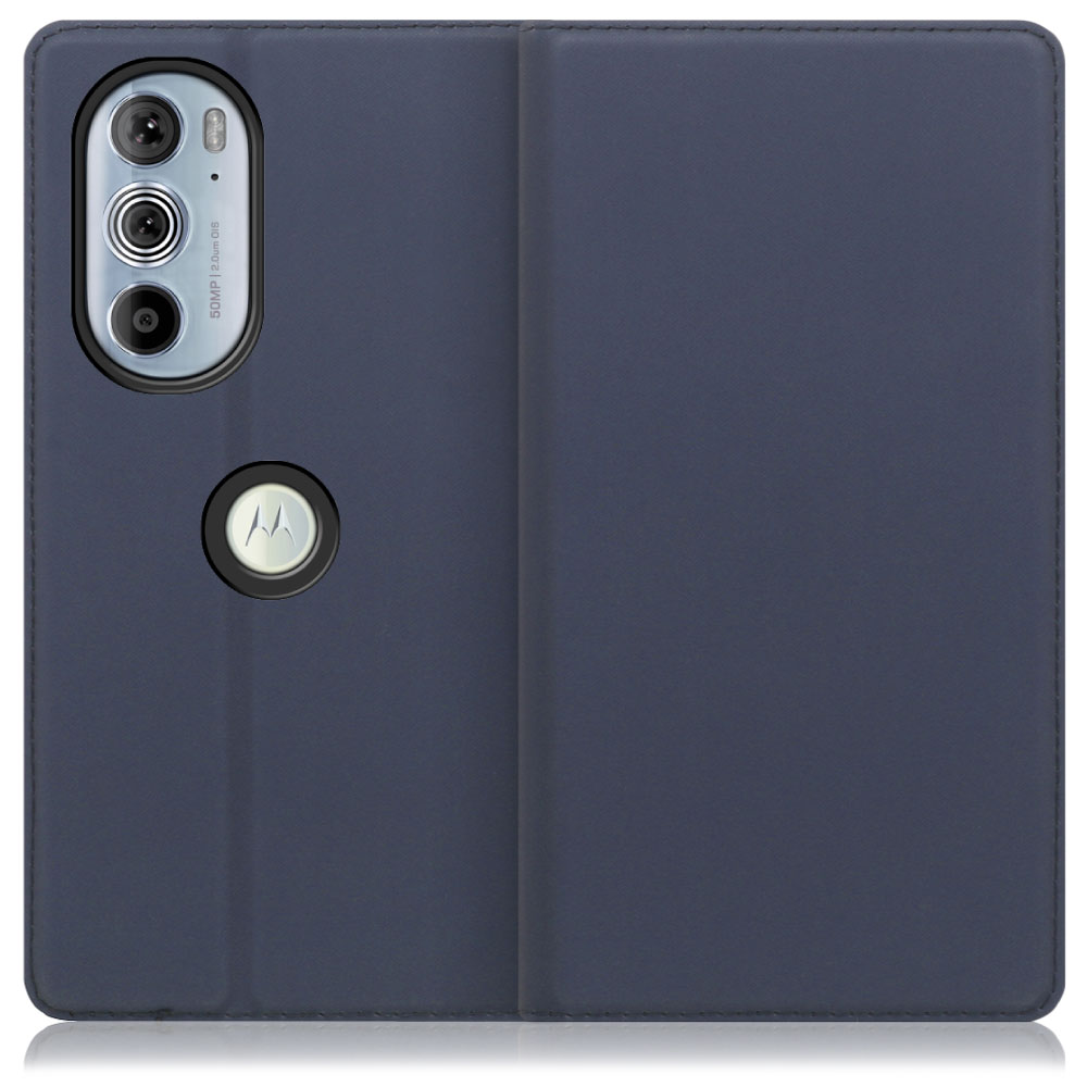 LOOF Skin slim Series motorola edge 30 pro [ネイビー] 薄い 軽量 手帳型ケース カード収納 幅広ポケット ベルトなし