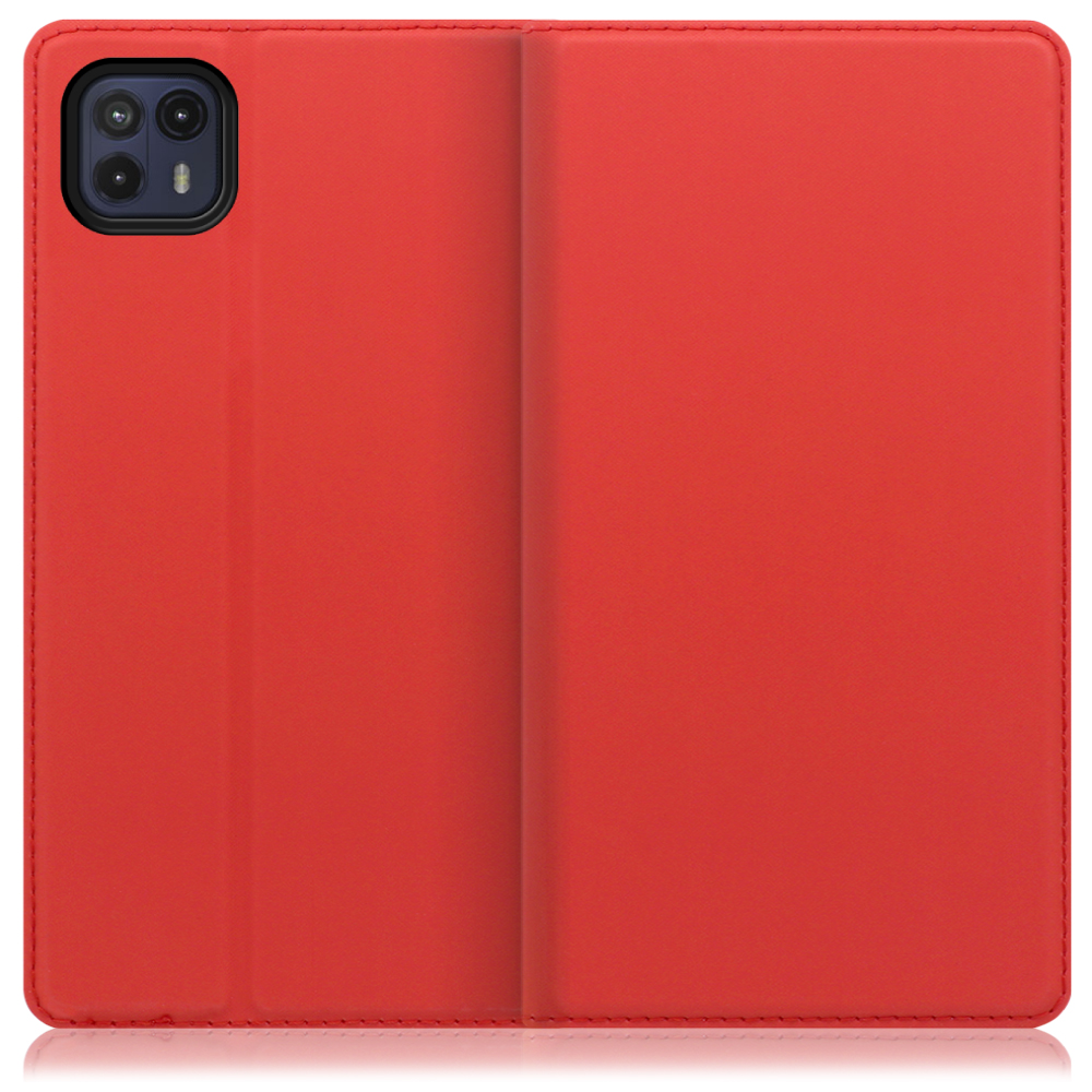 LOOF Skin slim motorola moto g50 5G 用 [レッド] 薄い 軽量 手帳型ケース カード収納 幅広ポケット ベルトなし