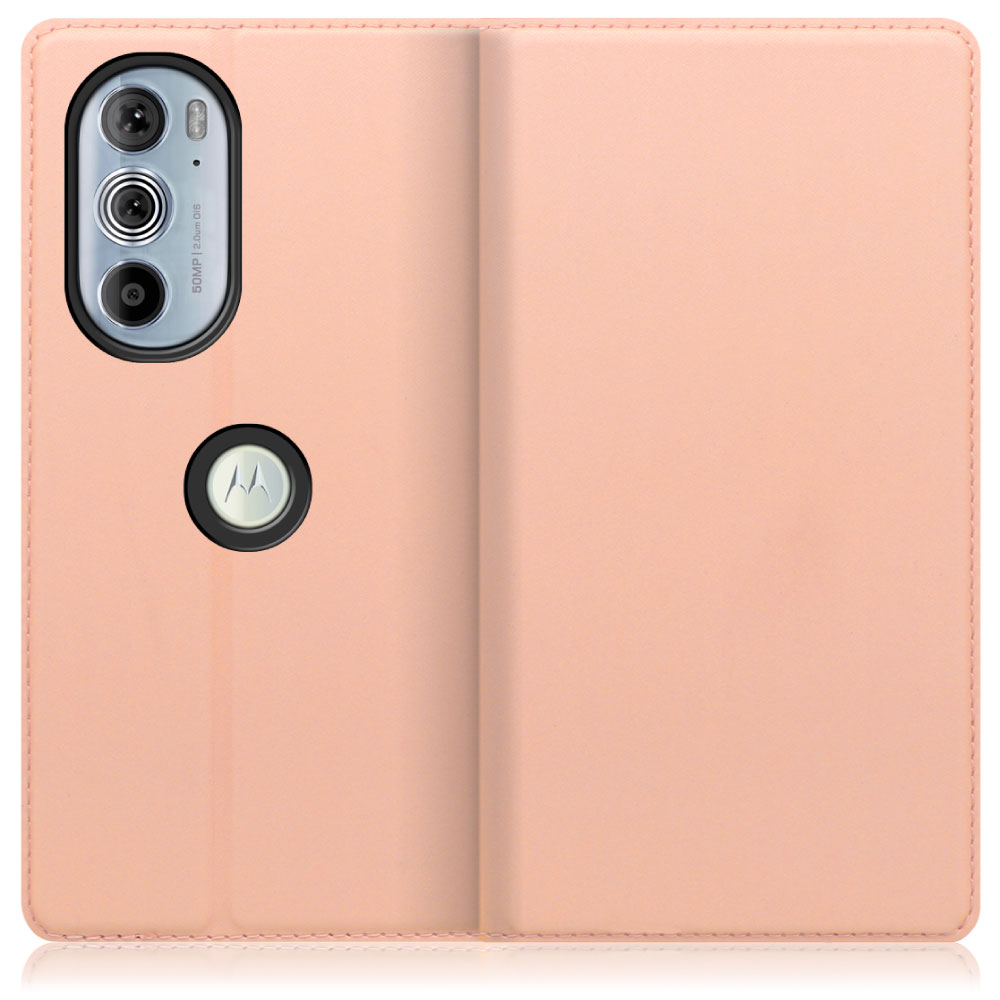 LOOF Skin slim Series motorola edge 30 pro [アンバーローズ] 薄い 軽量 手帳型ケース カード収納 幅広ポケット ベルトなし