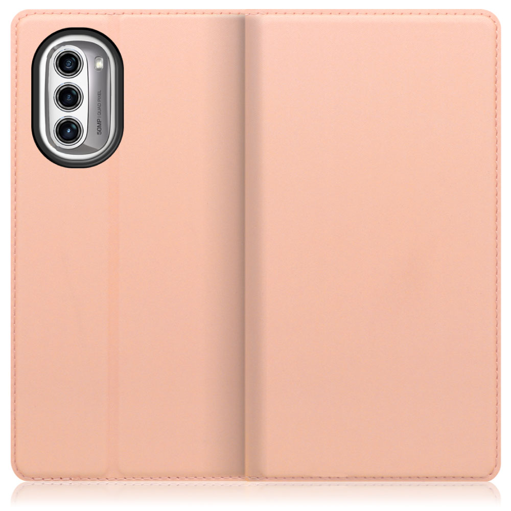 LOOF Skin slim motorola moto g52j 5G 用 [アンバーローズ] 薄い 軽量 手帳型ケース カード収納 幅広ポケット ベルトなし