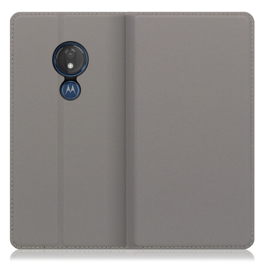 LOOF Skin slim motorola moto g7 power 用 [グレー] 薄い 軽量 手帳型ケース カード収納 幅広ポケット ベルトなし