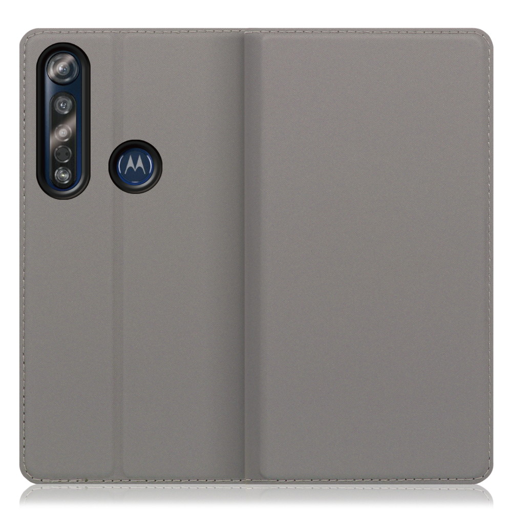 LOOF Skin slim motorola moto g8 plus 用 [グレー] 薄い 軽量 手帳型ケース カード収納 幅広ポケット ベルトなし