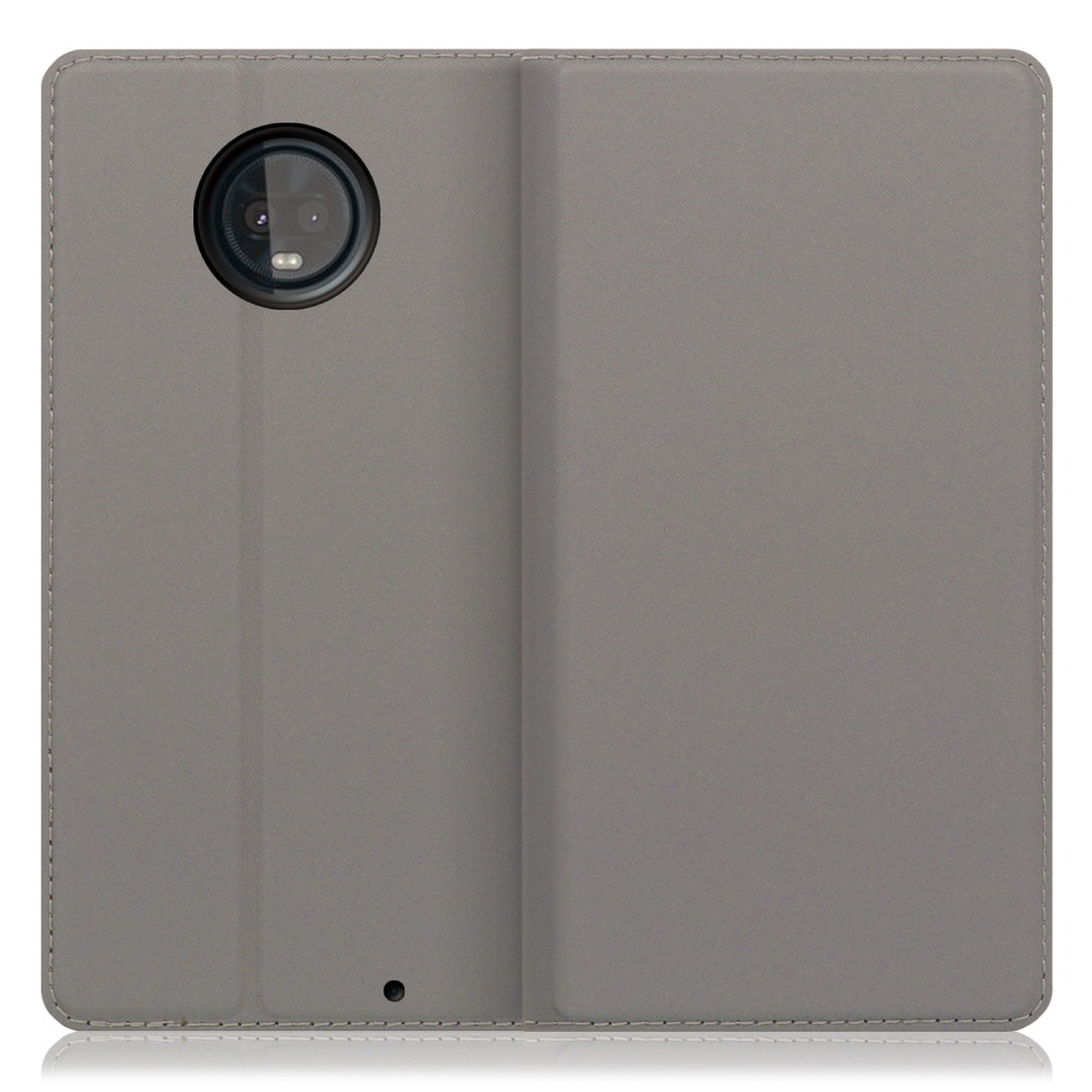 LOOF Skin slim motorola moto z3 play 用 [グレー] 薄い 軽量 手帳型ケース カード収納 幅広ポケット ベルトなし
