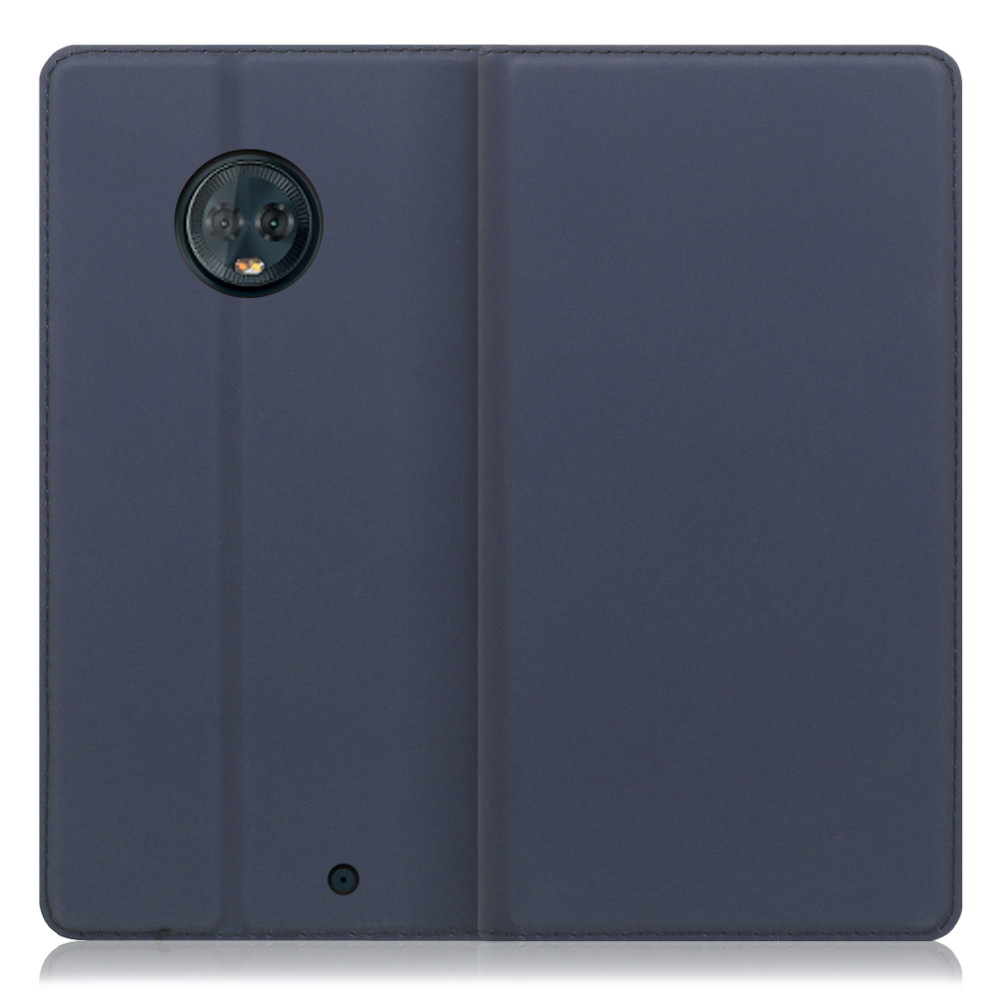 LOOF Skin slim motorola moto g6 plus 用 [ネイビー] 薄い 軽量 手帳型ケース カード収納 幅広ポケット ベルトなし