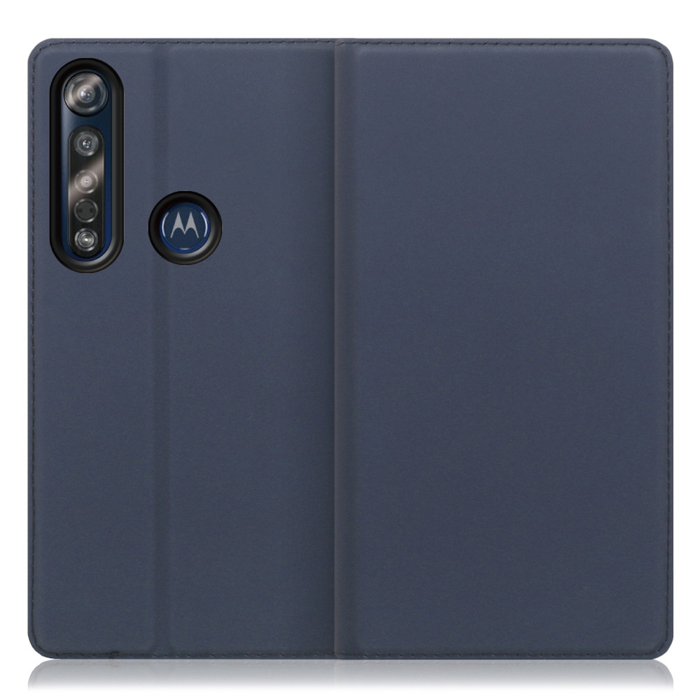 LOOF Skin slim motorola moto g8 plus 用 [ネイビー] 薄い 軽量 手帳型ケース カード収納 幅広ポケット ベルトなし