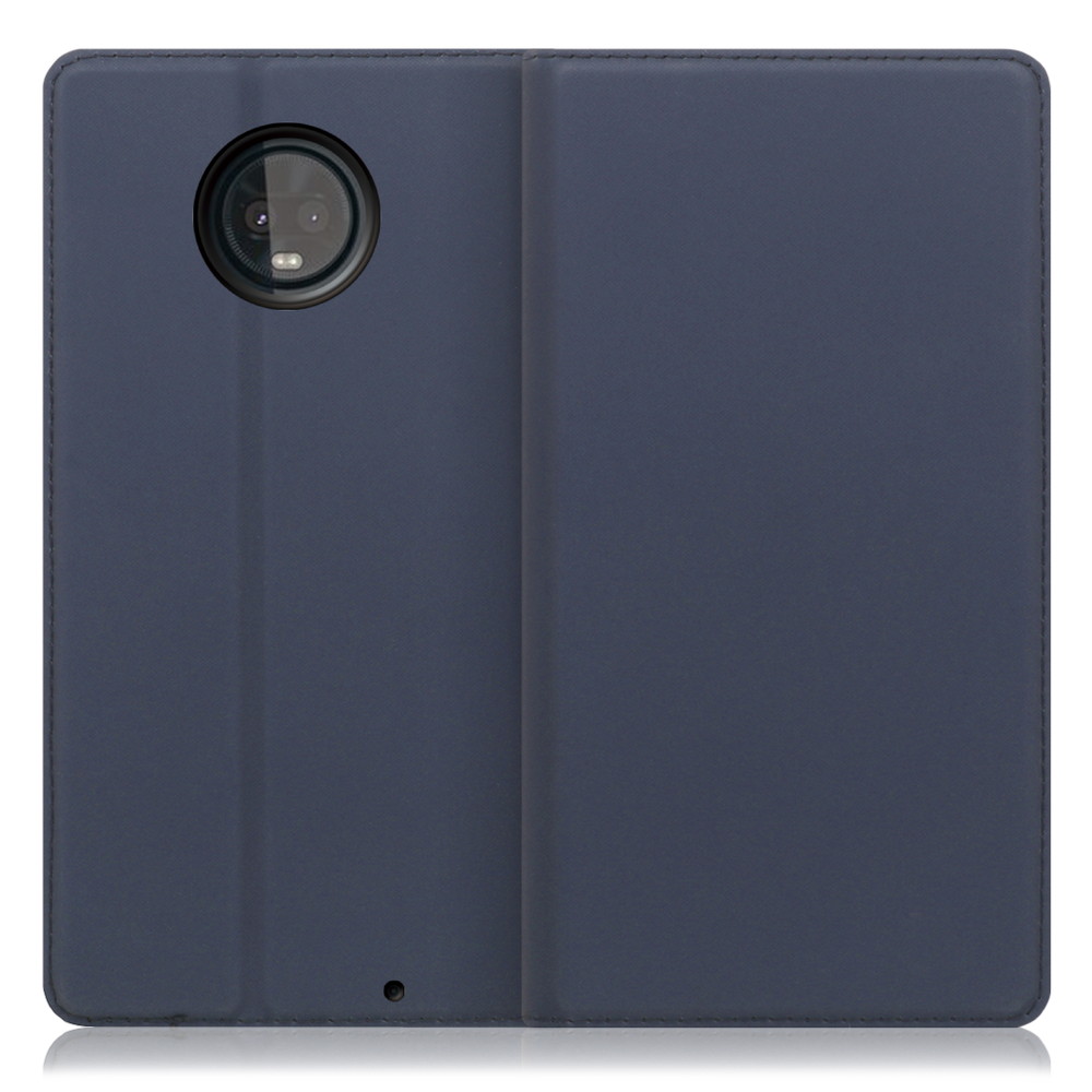 LOOF Skin slim motorola moto z3 play 用 [ネイビー] 薄い 軽量 手帳型ケース カード収納 幅広ポケット ベルトなし