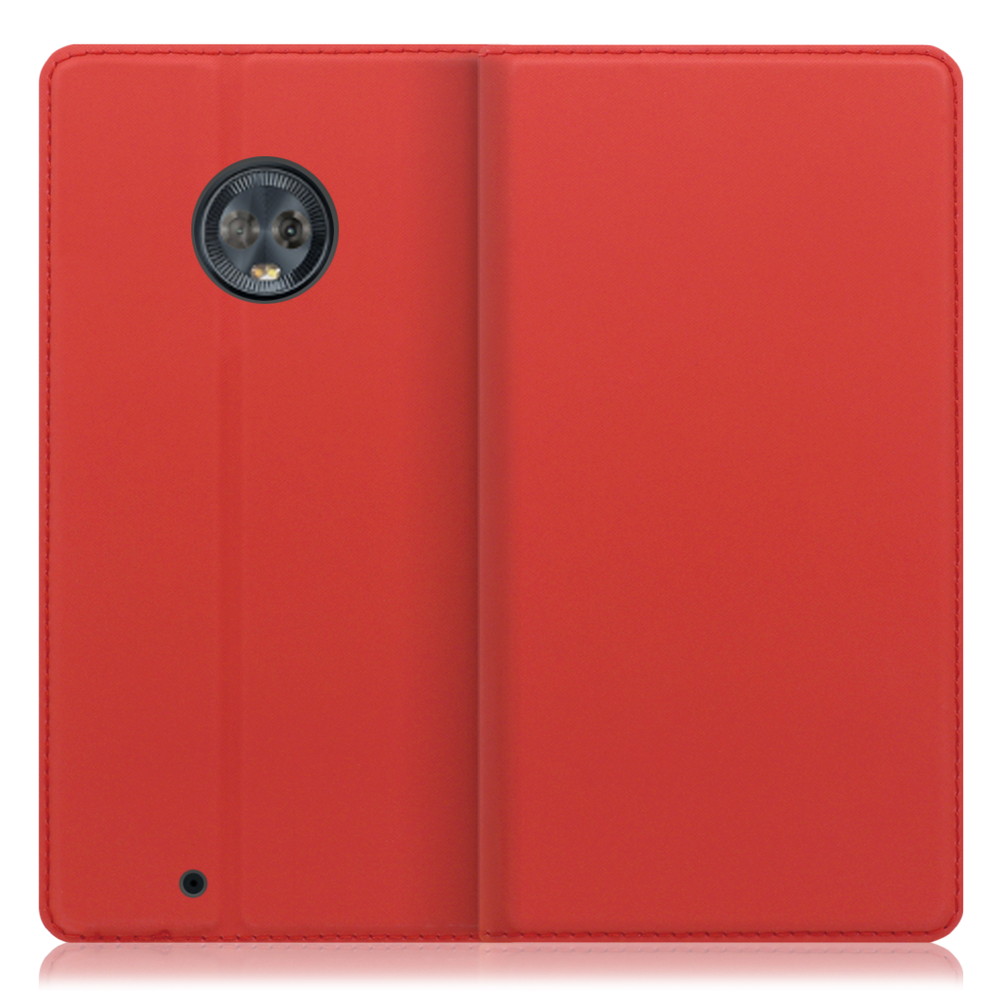 LOOF Skin slim motorola moto g6 用 [レッド] 薄い 軽量 手帳型ケース カード収納 幅広ポケット ベルトなし