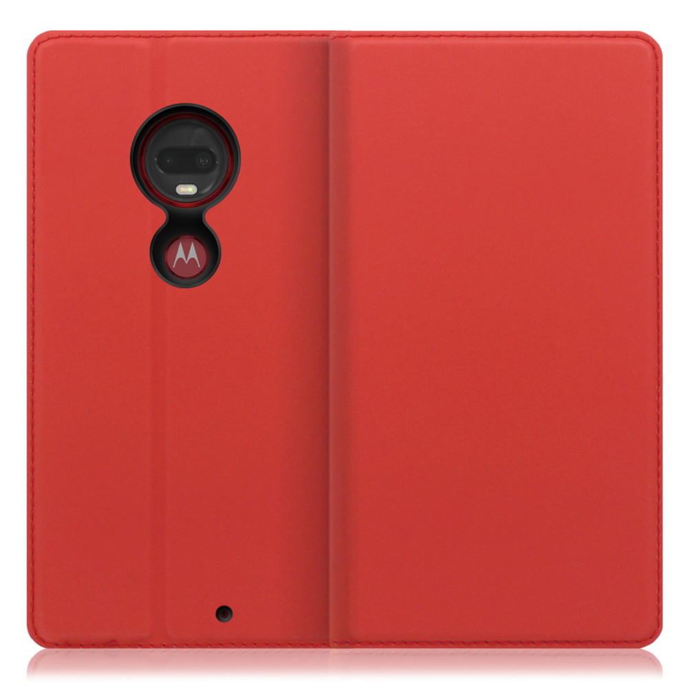 LOOF Skin slim motorola moto g7 / g7 plus 用 [レッド] 薄い 軽量 手帳型ケース カード収納 幅広ポケット ベルトなし