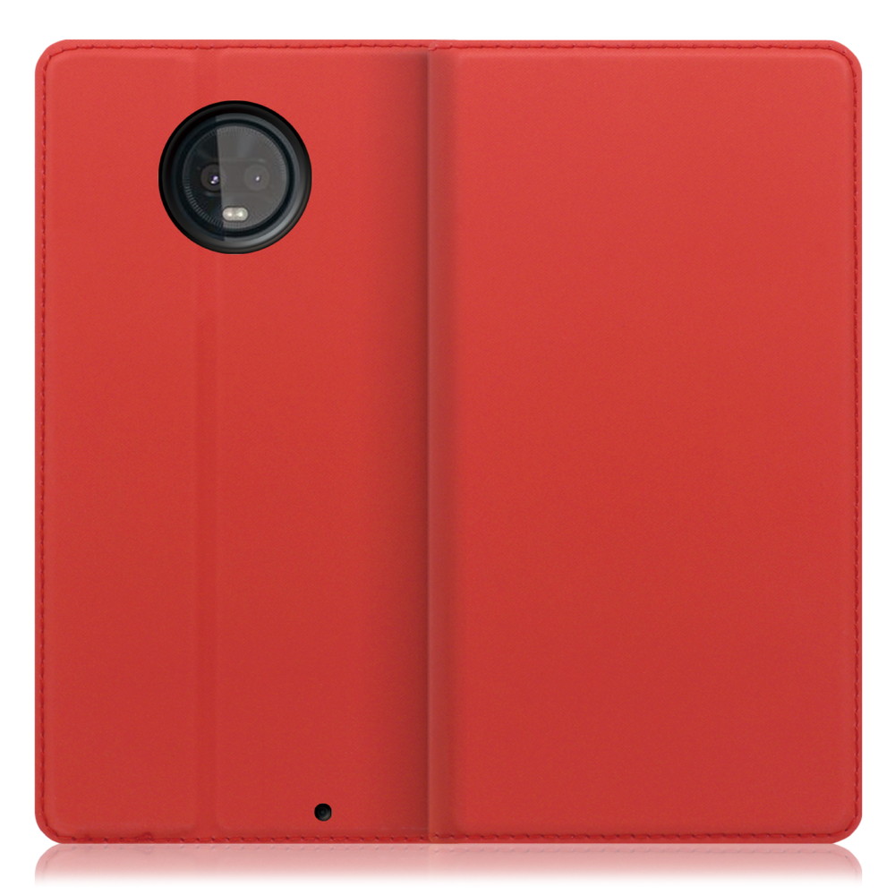 LOOF Skin slim motorola moto z3 play 用 [レッド] 薄い 軽量 手帳型ケース カード収納 幅広ポケット ベルトなし