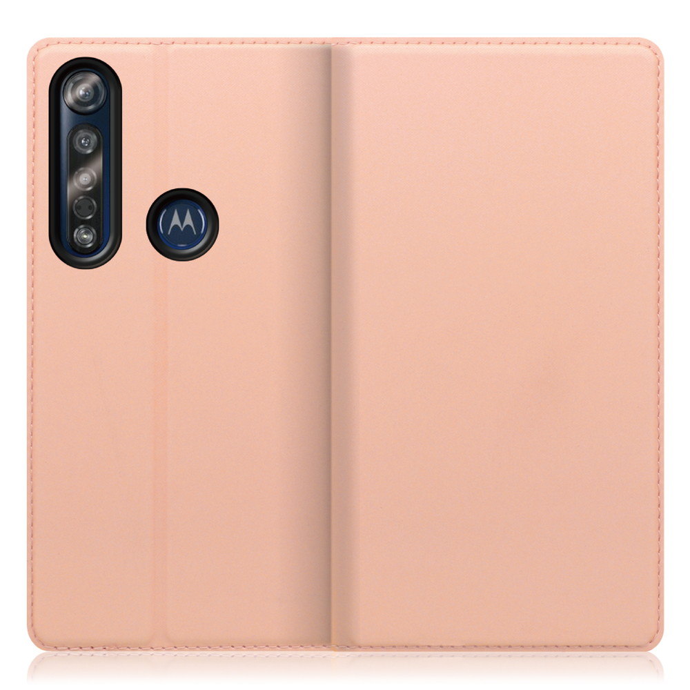 LOOF SKIN SLIM motorola moto g8 plus 用 [アンバーローズ] 薄い 軽量 手帳型ケース カード収納 幅広ポケット ベルトなし