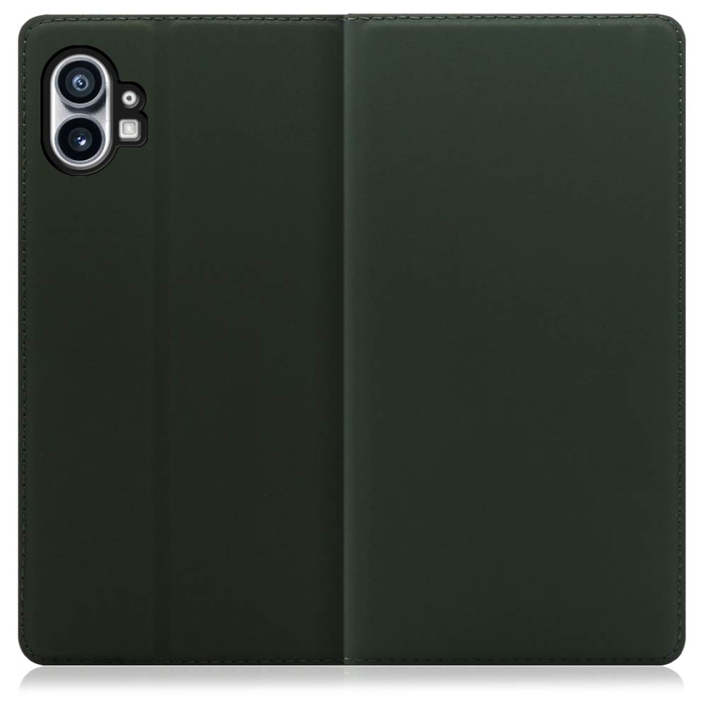 LOOF Skin slim Series Nothing Phone (1) 用 [エバーグリーン] 薄い 軽量 手帳型ケース カード収納 幅広ポケット ベルトなし