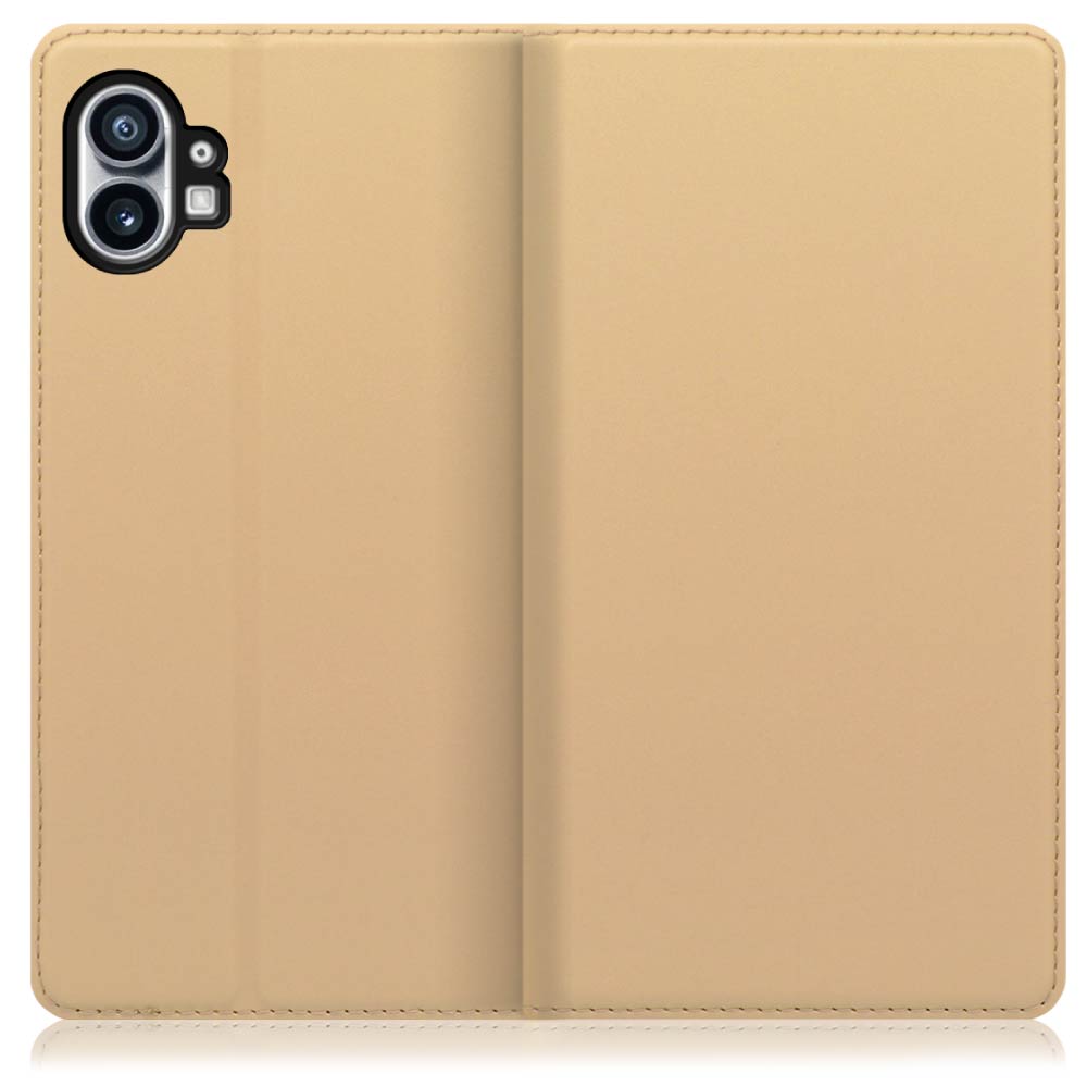 LOOF SKIN SLIM Nothing Phone (1) 用 [ゴールド] 薄い 軽量 手帳型ケース カード収納 幅広ポケット ベルトなし