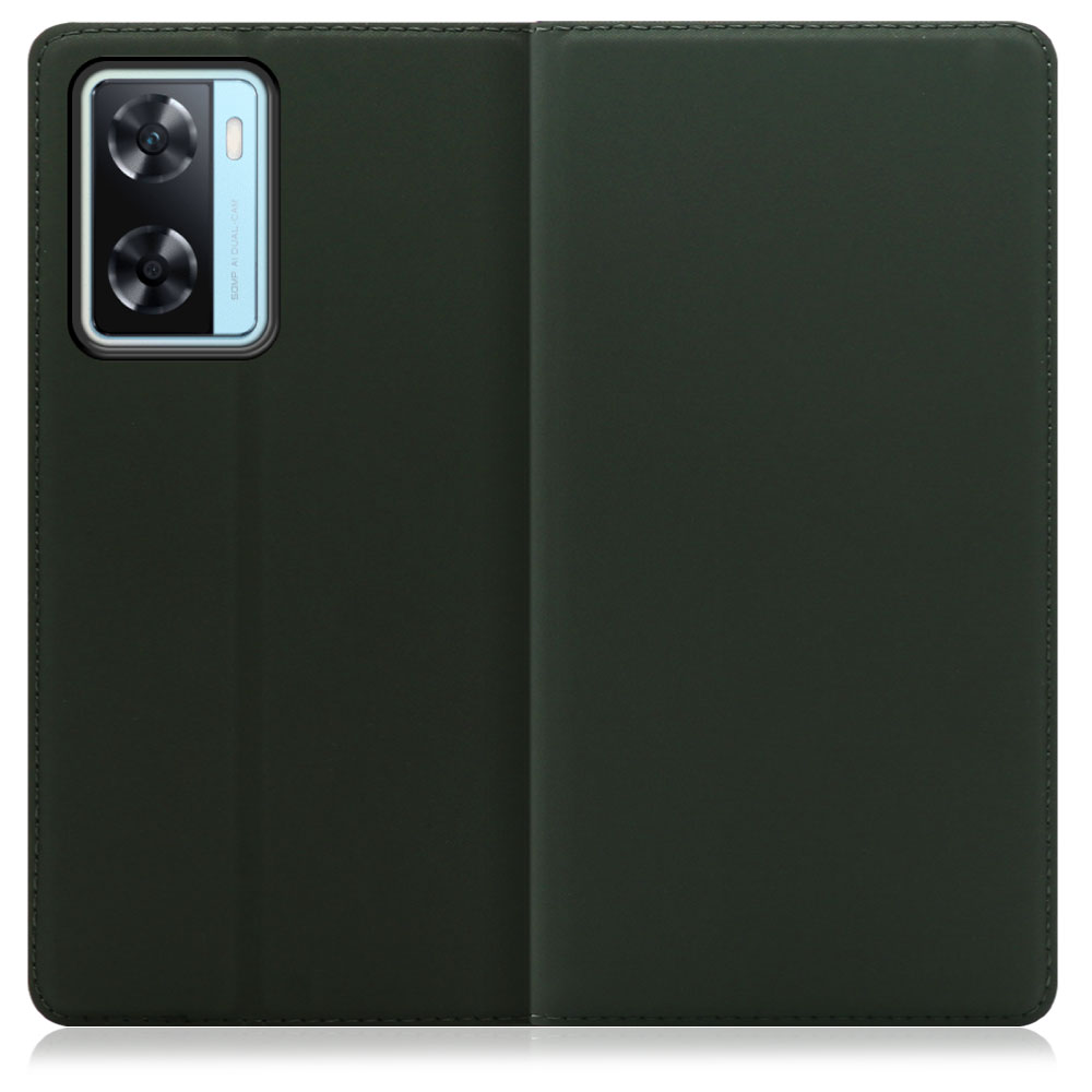 LOOF Skin slim Series OPPO A77 オッポ 用 [エバーグリーン] 薄い 軽量 手帳型ケース カード収納 幅広ポケット ベルトなし