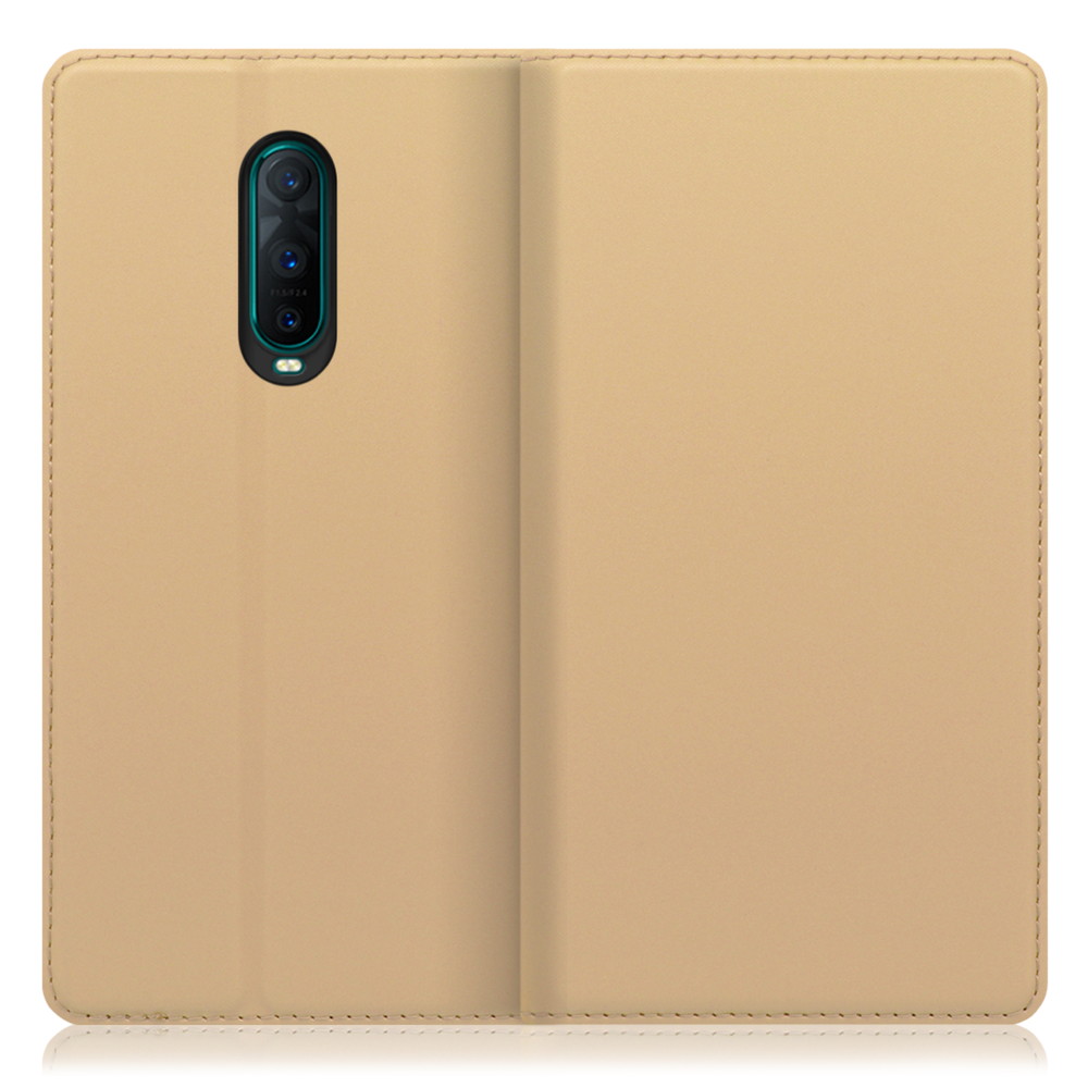 LOOF SKIN SLIM OPPO R17 Pro 用 [ゴールド] 薄い 軽量 手帳型ケース カード収納 幅広ポケット ベルトなし
