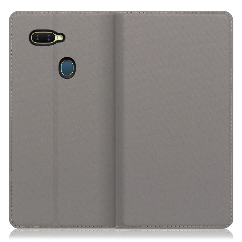 LOOF SKIN SLIM OPPO AX7 用 [グレー] 薄い 軽量 手帳型ケース カード収納 幅広ポケット ベルトなし
