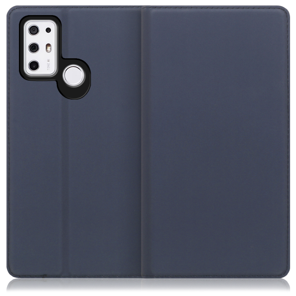 LOOF Skin slim TONE e21 用 [ネイビー] 薄い 軽量 手帳型ケース カード収納 幅広ポケット ベルトなし