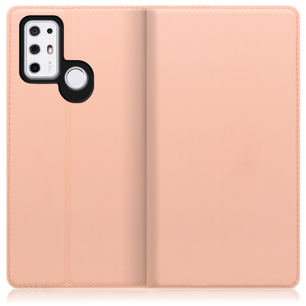 LOOF Skin slim TONE e21 用 [アンバーローズ] 薄い 軽量 手帳型ケース カード収納 幅広ポケット ベルトなし