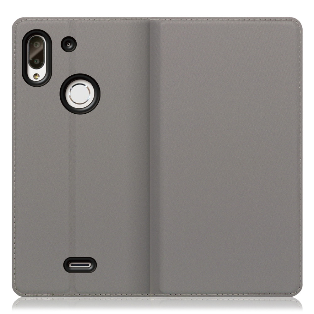 LOOF Skin slim TONE e19 用 [グレー] 薄い 軽量 手帳型ケース カード収納 幅広ポケット ベルトなし