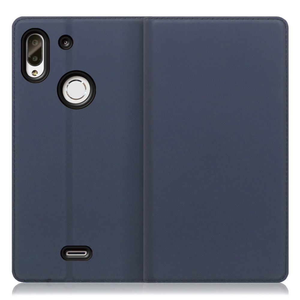 LOOF Skin slim TONE e19 用 [ネイビー] 薄い 軽量 手帳型ケース カード収納 幅広ポケット ベルトなし
