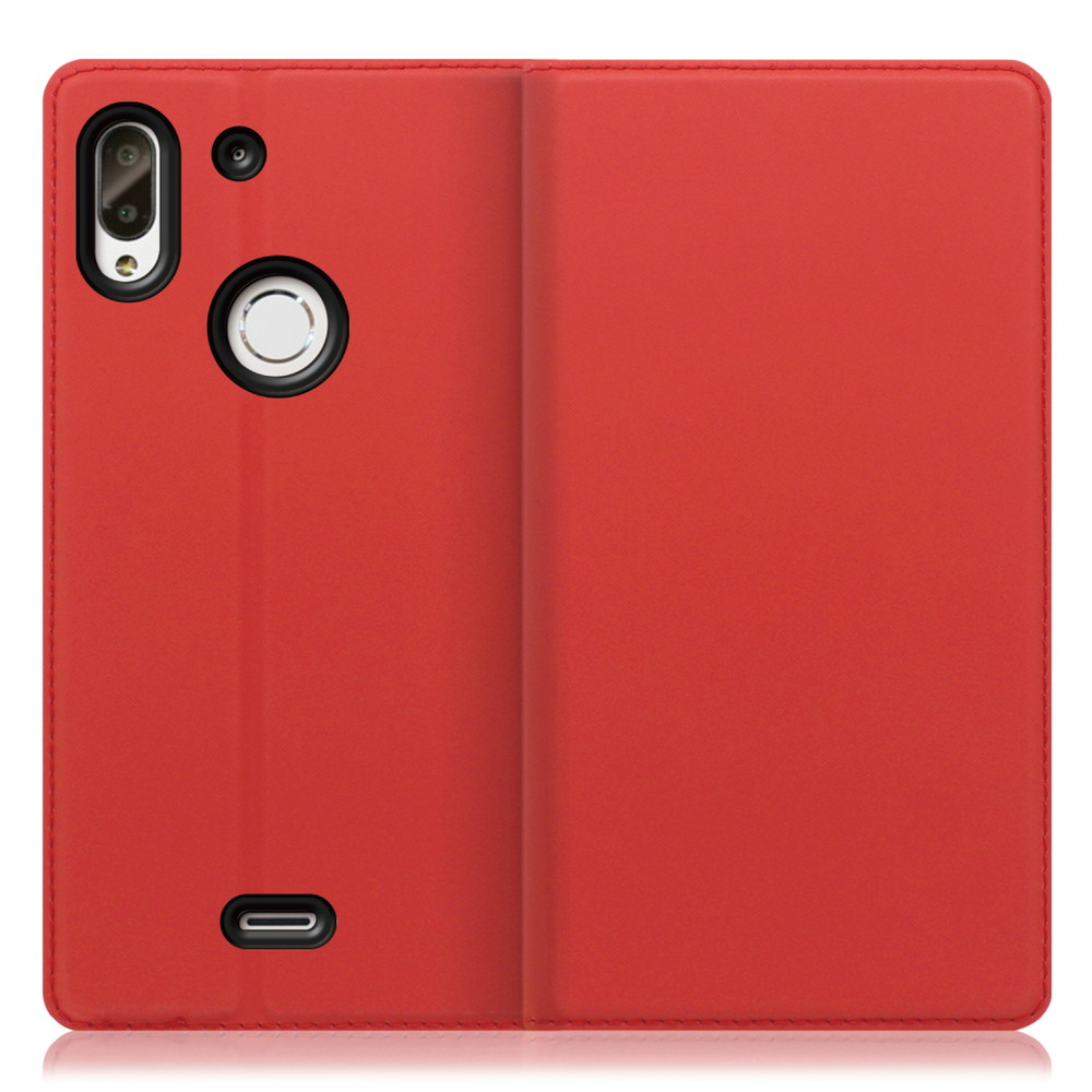 LOOF Skin slim TONE e19 用 [レッド] 薄い 軽量 手帳型ケース カード収納 幅広ポケット ベルトなし