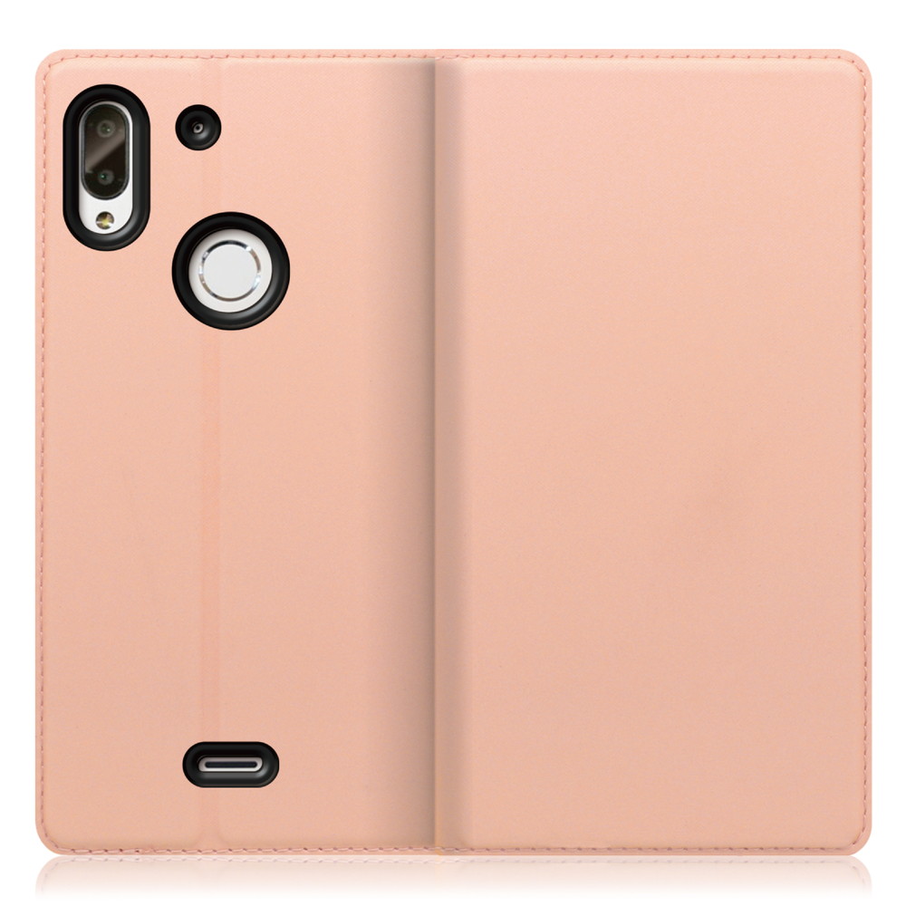 LOOF SKIN SLIM TONE e19 用 [アンバーローズ] 薄い 軽量 手帳型ケース カード収納 幅広ポケット ベルトなし