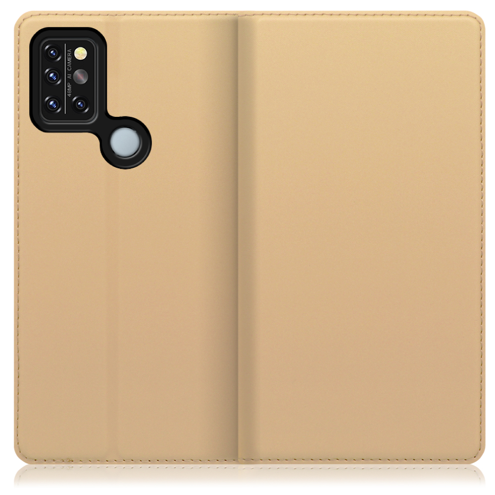 LOOF Skin slim UMIDIGI A9 Pro 用 [ゴールド] 薄い 軽量 手帳型ケース カード収納 幅広ポケット ベルトなし