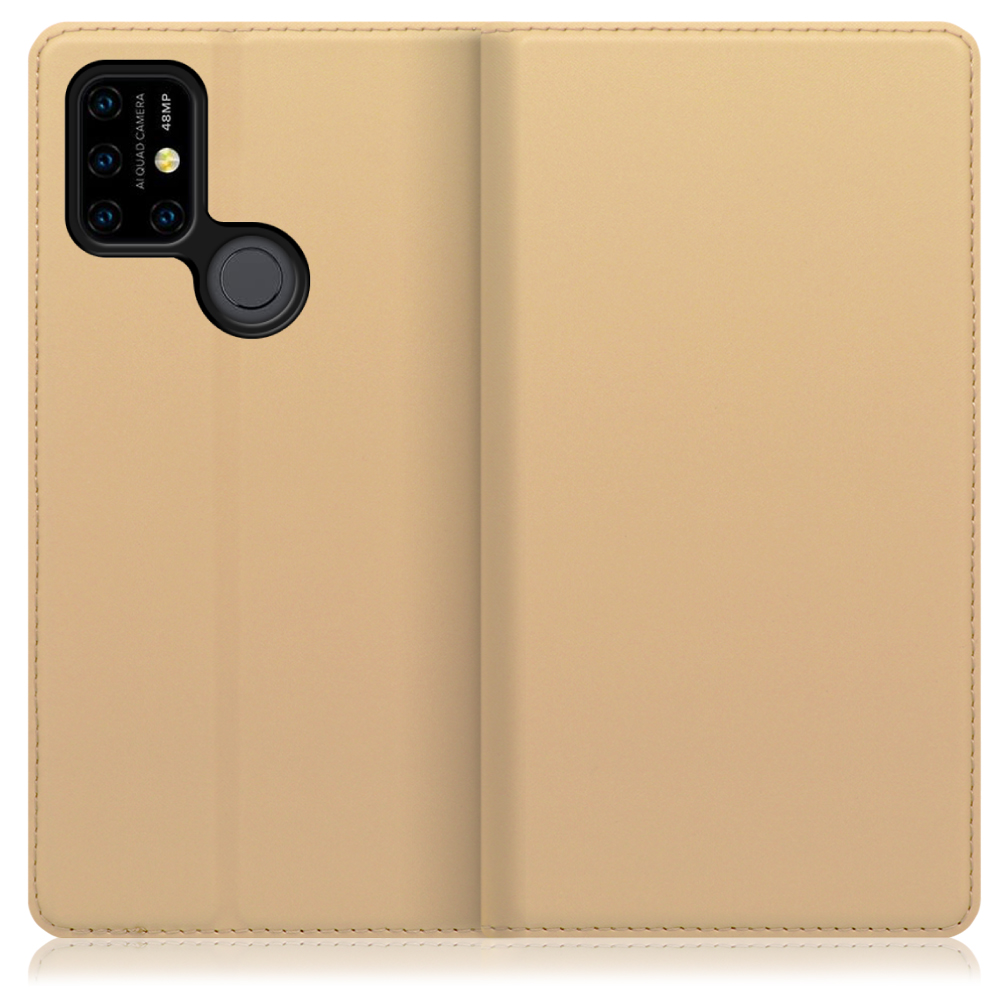 LOOF Skin slim UMIDIGI Power 3 用 [ゴールド] 薄い 軽量 手帳型ケース カード収納 幅広ポケット ベルトなし