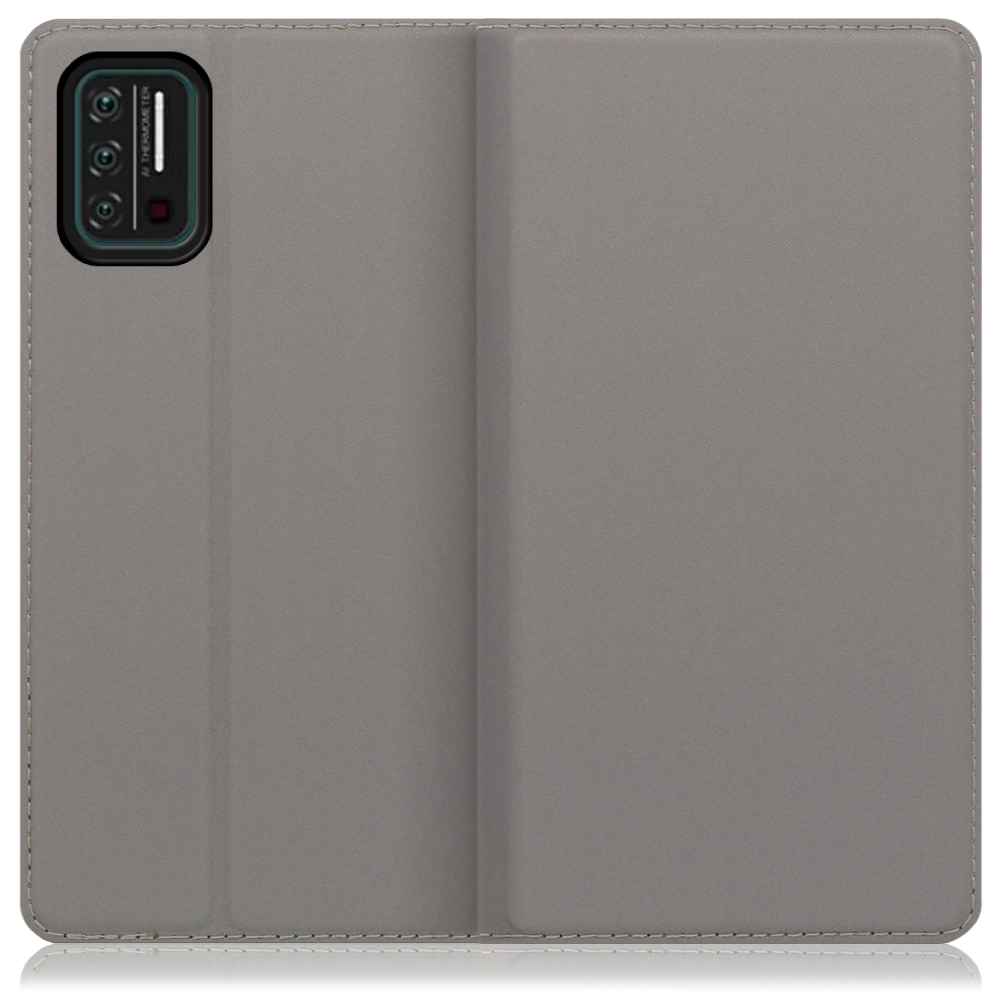 LOOF Skin slim UMIDIGI A7S 用 [グレー] 薄い 軽量 手帳型ケース カード収納 幅広ポケット ベルトなし