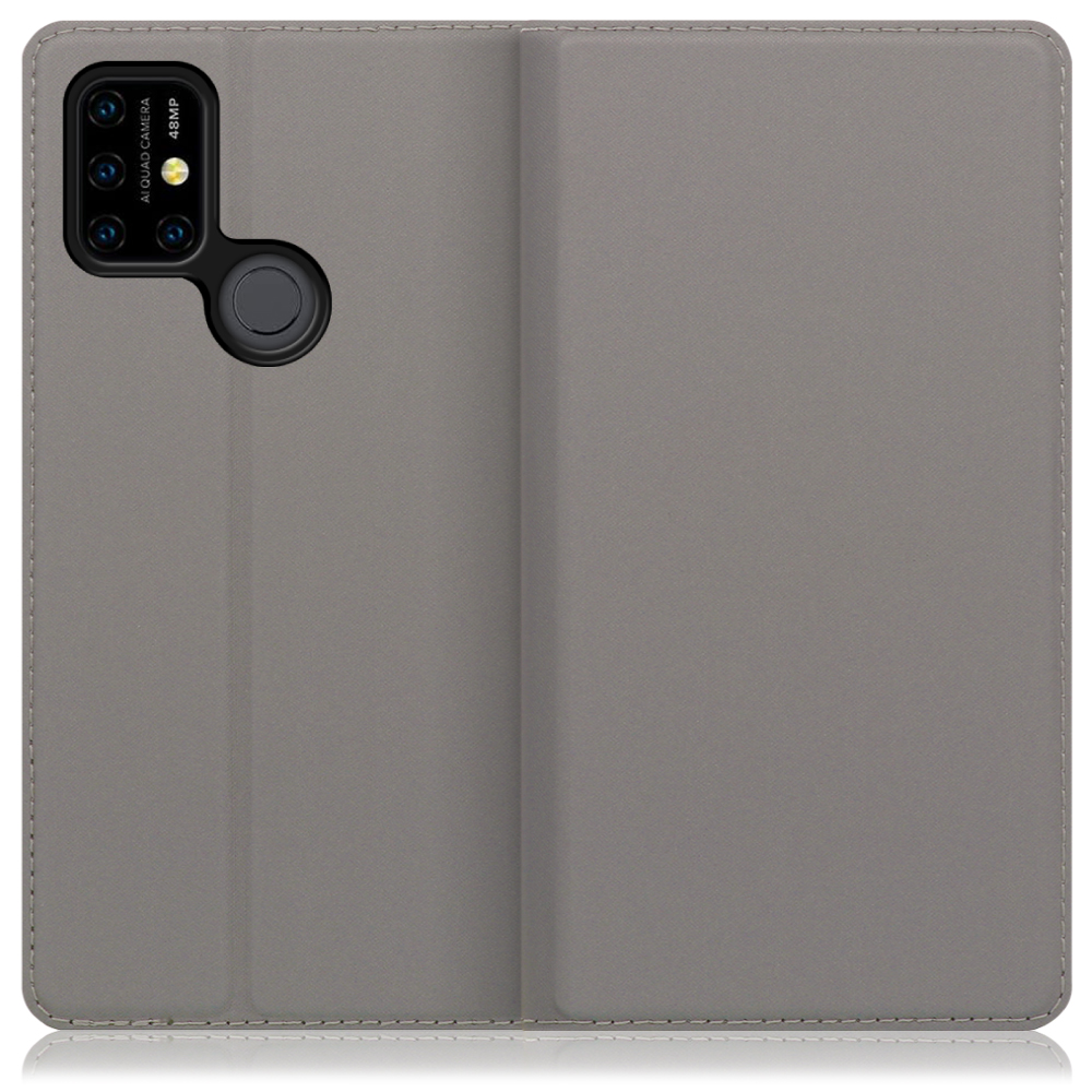 LOOF Skin slim UMIDIGI Power 3 用 [グレー] 薄い 軽量 手帳型ケース カード収納 幅広ポケット ベルトなし