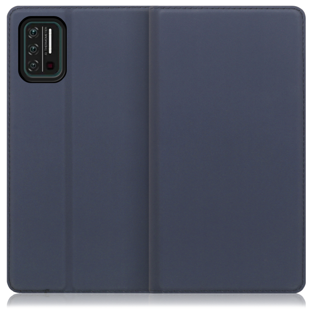 LOOF Skin slim UMIDIGI A7S 用 [ネイビー] 薄い 軽量 手帳型ケース カード収納 幅広ポケット ベルトなし