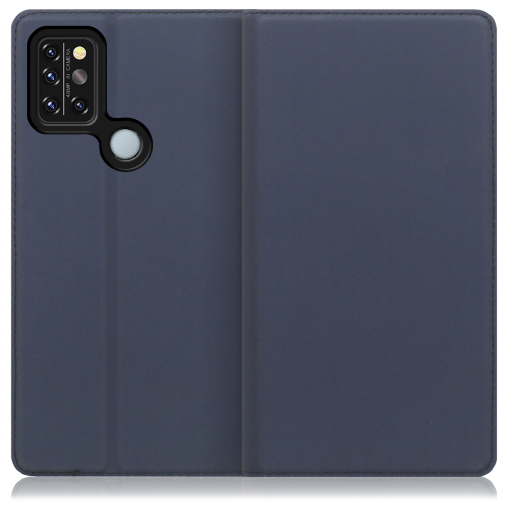 LOOF Skin slim UMIDIGI A9 Pro 用 [ネイビー] 薄い 軽量 手帳型ケース カード収納 幅広ポケット ベルトなし