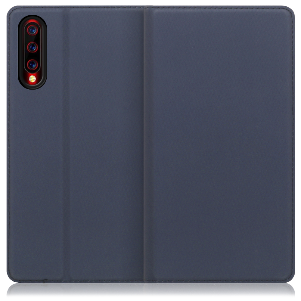 LOOF Skin slim UMIDIGI X 用 [ネイビー] 薄い 軽量 手帳型ケース カード収納 幅広ポケット ベルトなし