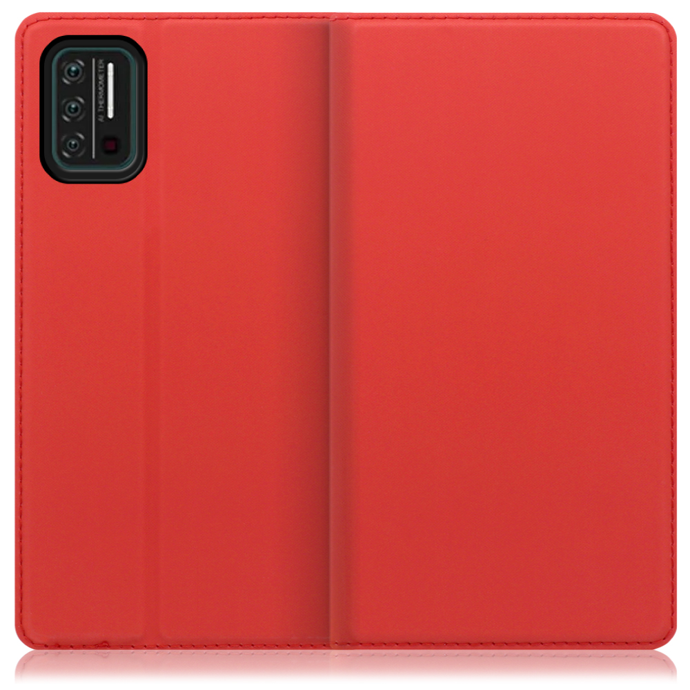 LOOF Skin slim UMIDIGI A7S 用 [レッド] 薄い 軽量 手帳型ケース カード収納 幅広ポケット ベルトなし