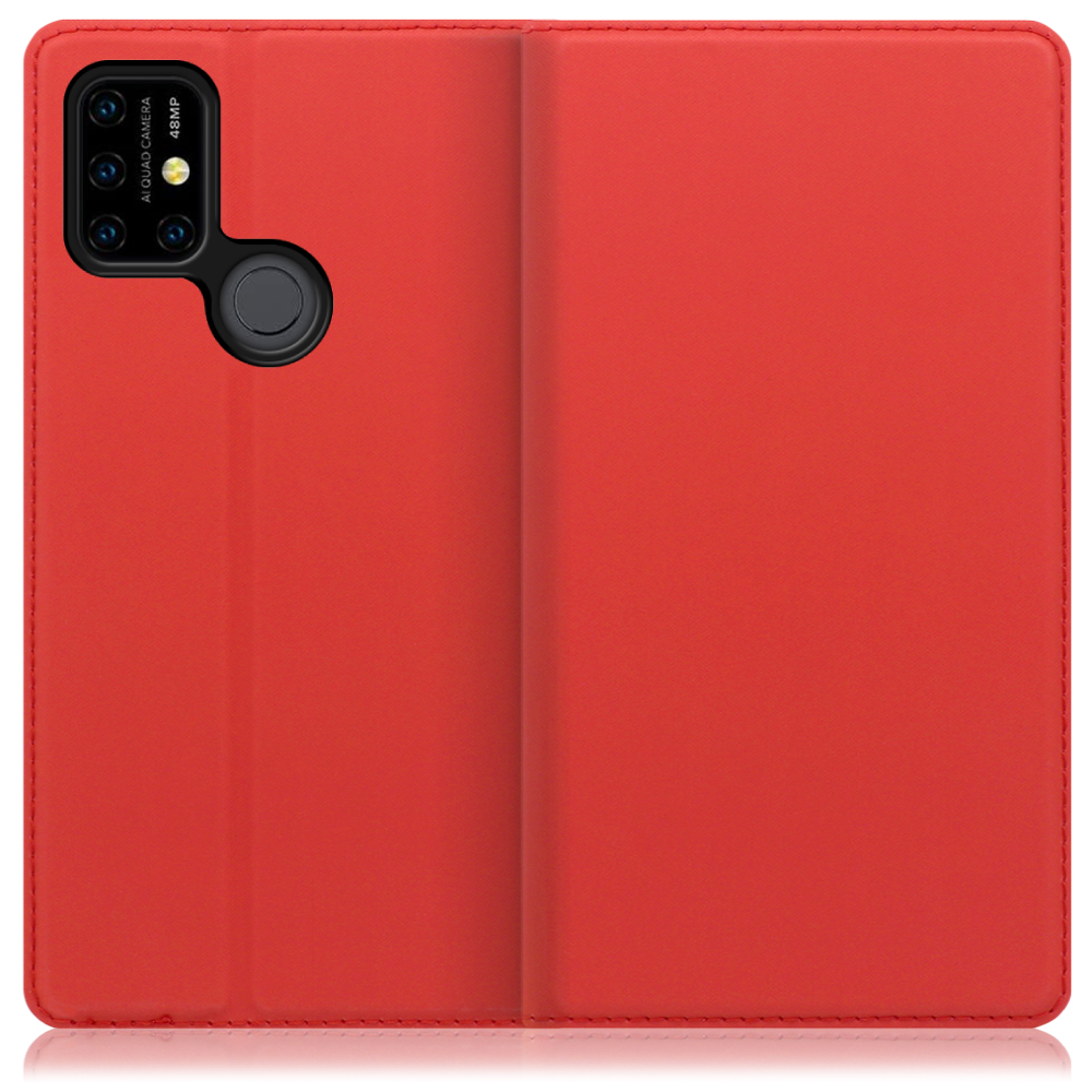 LOOF Skin slim UMIDIGI Power 3 用 [レッド] 薄い 軽量 手帳型ケース カード収納 幅広ポケット ベルトなし