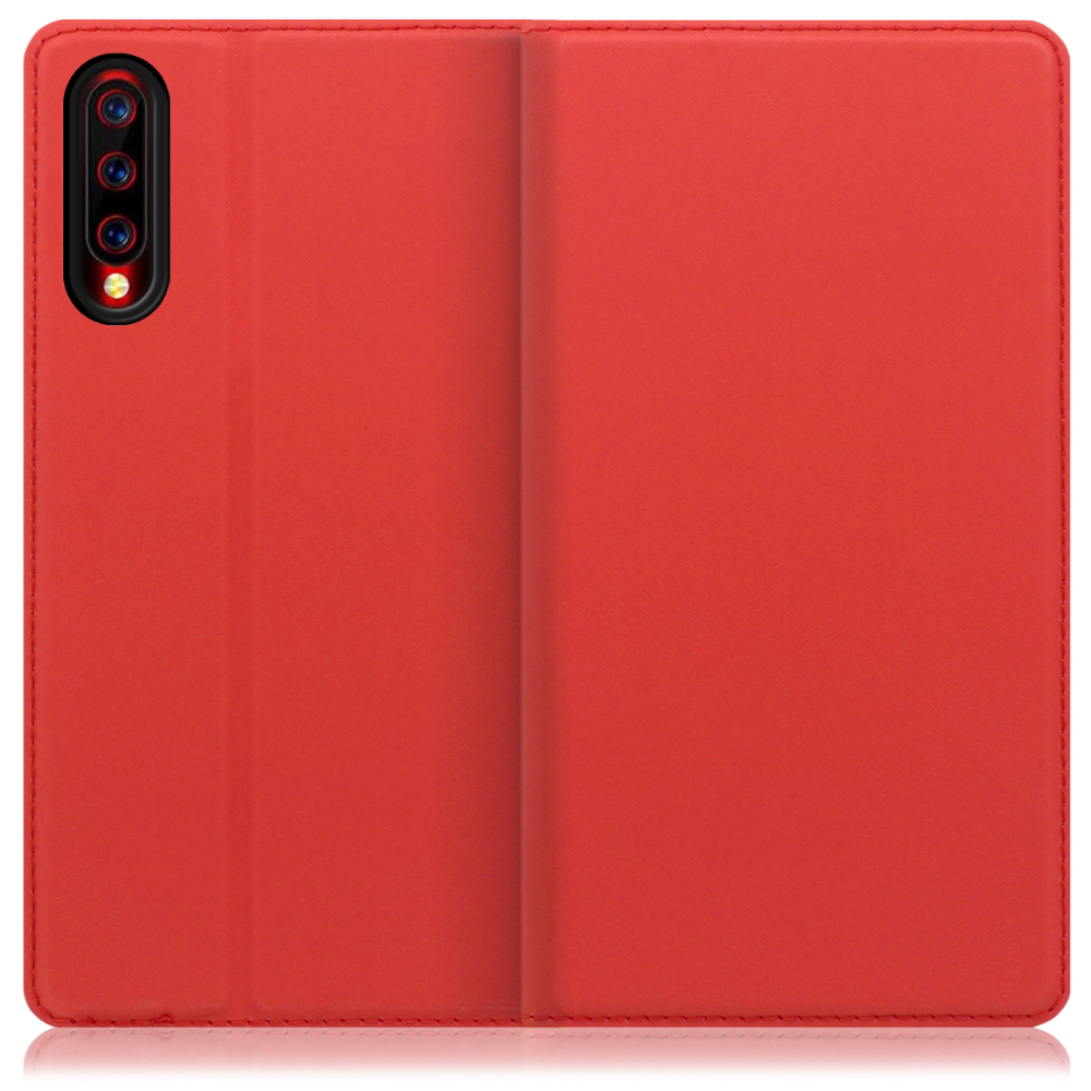 LOOF Skin slim UMIDIGI X 用 [レッド] 薄い 軽量 手帳型ケース カード収納 幅広ポケット ベルトなし