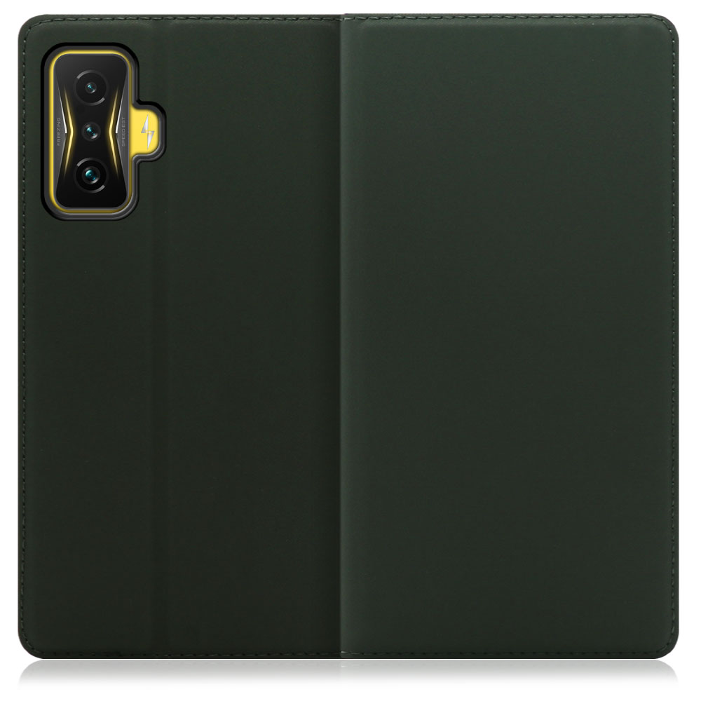 LOOF SKIN SLIM Xiaomi POCO F4 GT 用 [エバーグリーン] 薄い 軽量 手帳型ケース カード収納 幅広ポケット ベルトなし