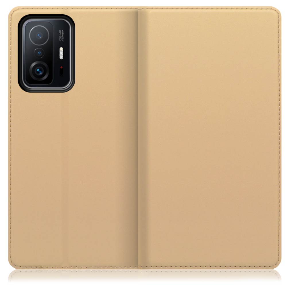 LOOF SKIN SLIM Xiaomi 11T / 11T Pro [ゴールド] 薄い 軽量 手帳型ケース カード収納 幅広ポケット ベルトなし