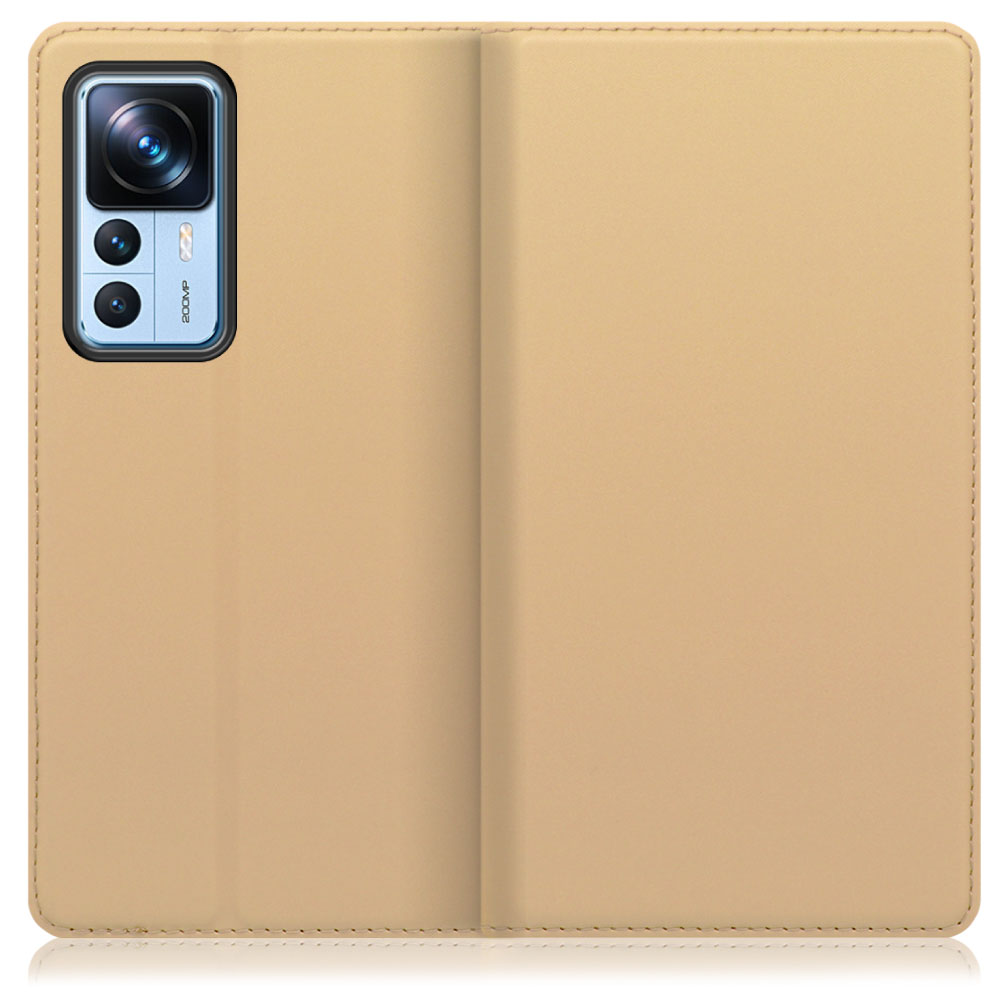 LOOF SKIN SLIM Xiaomi 12T Pro シャオミー 用 [ゴールド] 薄い 軽量 手帳型ケース カード収納 幅広ポケット ベルトなし