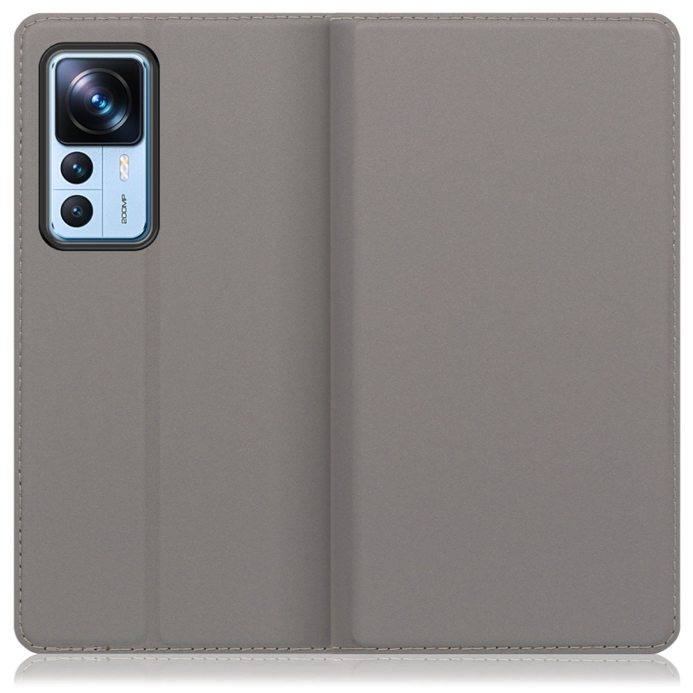 LOOF Skin slim Series Xiaomi 12T Pro シャオミー 用 [グレー] 薄い 軽量 手帳型ケース カード収納 幅広ポケット ベルトなし