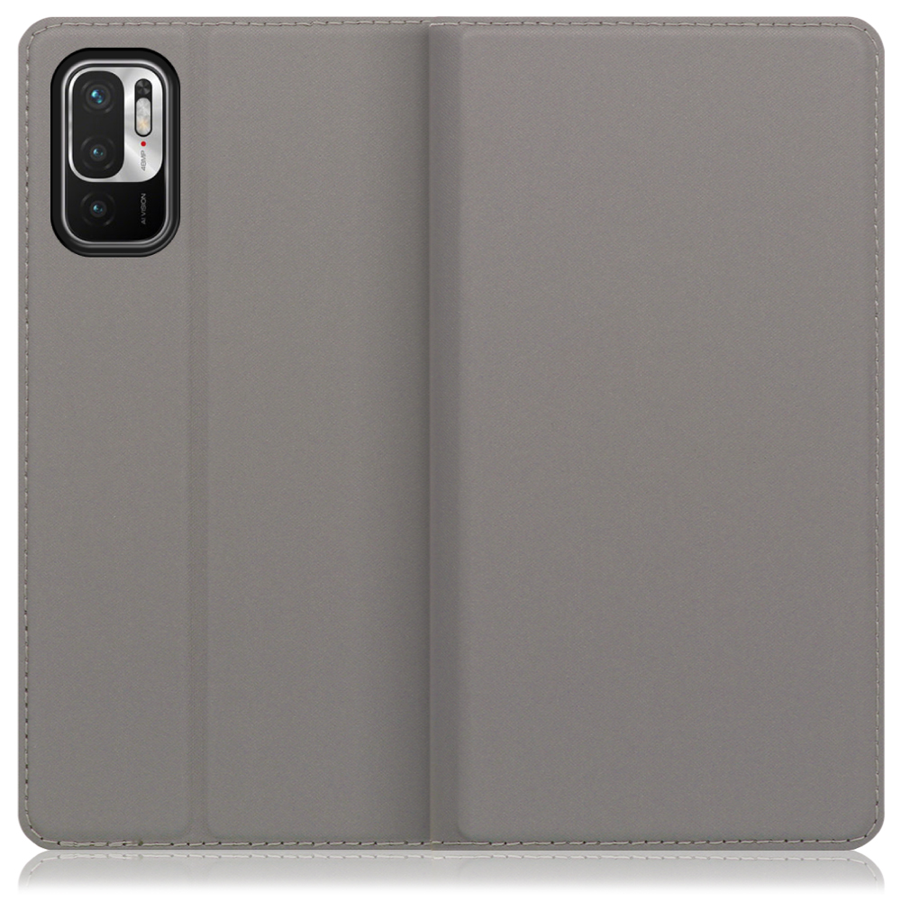 LOOF Skin slim Xiaomi Redmi Note 10T / Xiaomi Redmi Note 10 JE / XIG02 用 [グレー] 薄い 軽量 手帳型ケース カード収納 幅広ポケット ベルトなし