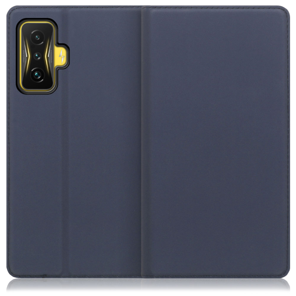 LOOF Skin slim Series Xiaomi POCO F4 GT 用 [ネイビー] 薄い 軽量 手帳型ケース カード収納 幅広ポケット ベルトなし