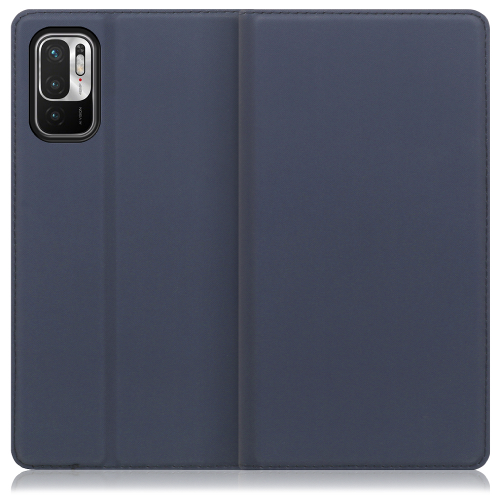 LOOF Skin slim Xiaomi Redmi Note 10T / Xiaomi Redmi Note 10 JE / XIG02 用 [ネイビー] 薄い 軽量 手帳型ケース カード収納 幅広ポケット ベルトなし