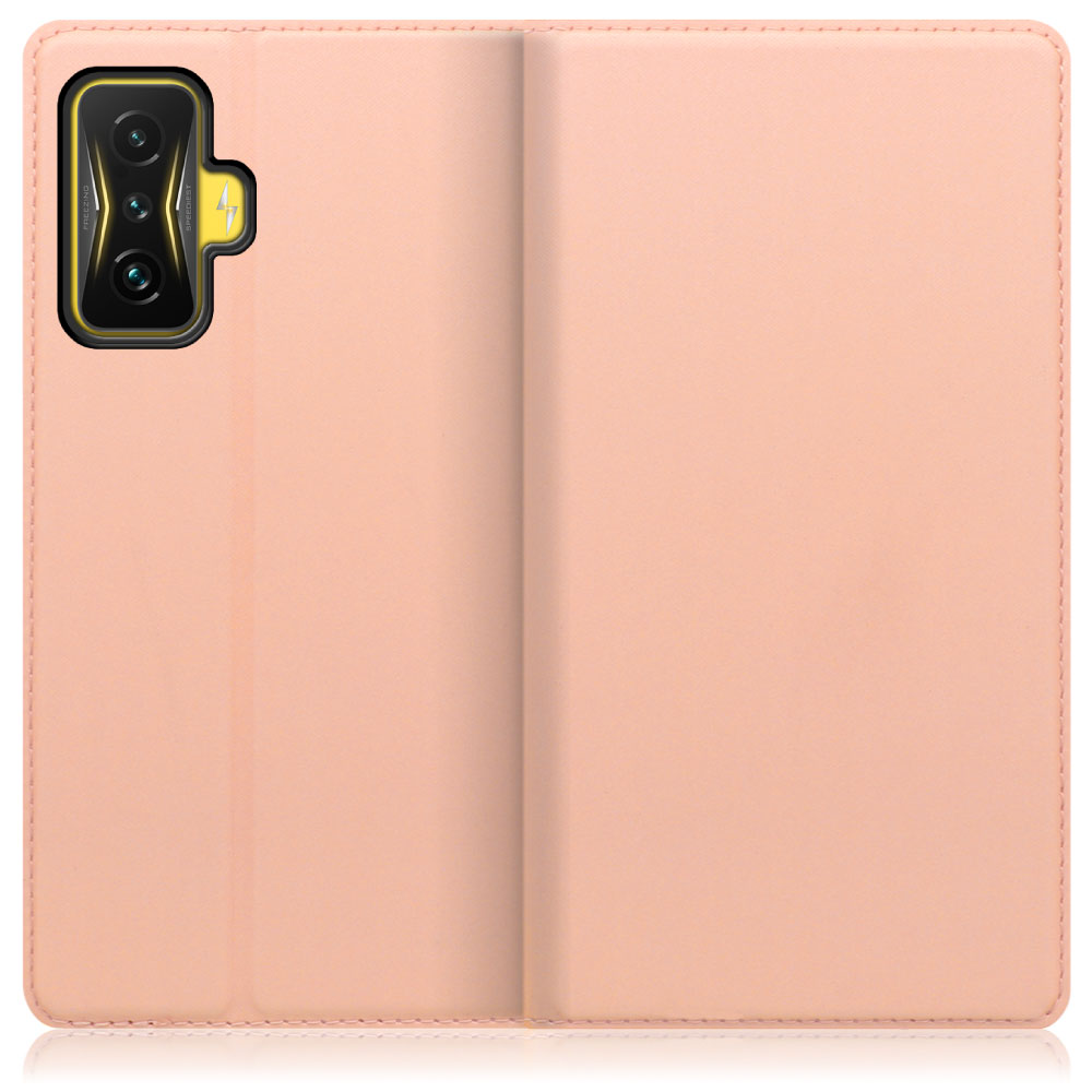 LOOF SKIN SLIM Xiaomi POCO F4 GT 用 [アンバーローズ] 薄い 軽量 手帳型ケース カード収納 幅広ポケット ベルトなし