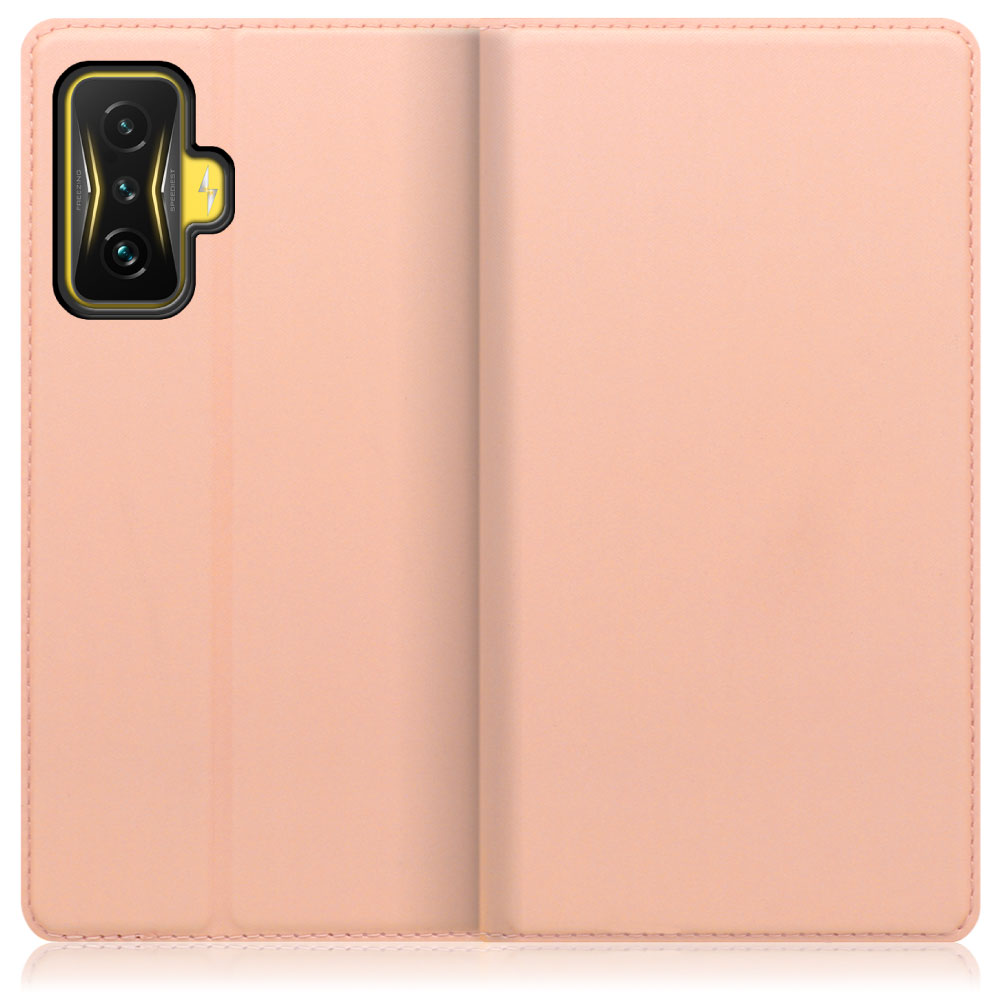 LOOF Skin slim Series Xiaomi POCO F4 GT 用 [アンバーローズ] 薄い 軽量 手帳型ケース カード収納 幅広ポケット ベルトなし