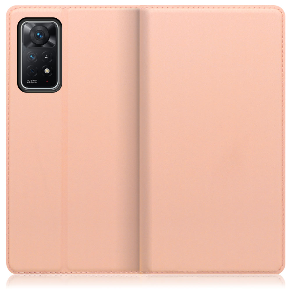 LOOF Skin slim Xiaomi Redmi Note 11 Pro 5G 用 [アンバーローズ] 薄い 軽量 手帳型ケース カード収納 幅広ポケット ベルトなし