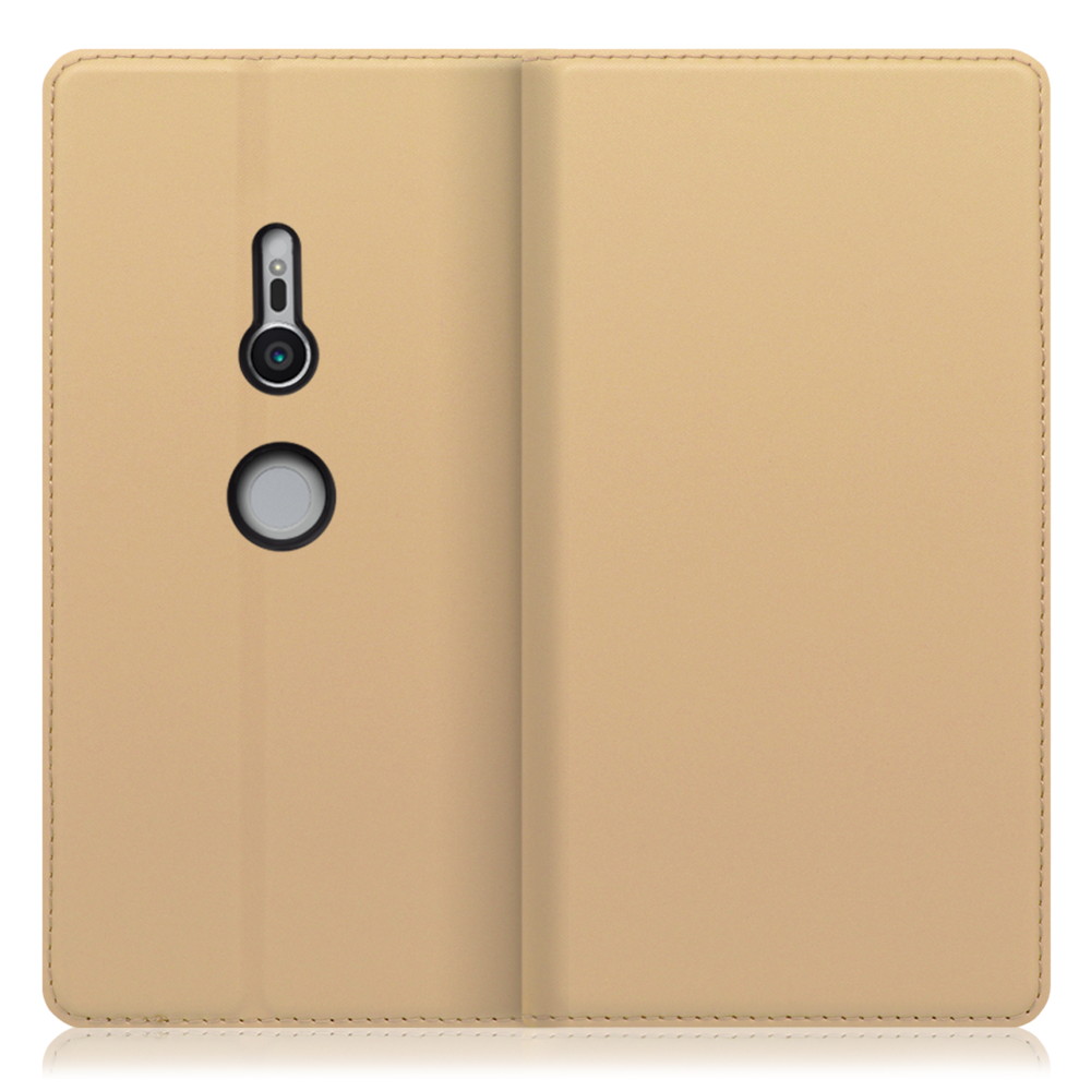 LOOF SKIN SLIM Xperia XZ2 / SO-03K / SOV37 用 [ゴールド] 薄い 軽量 手帳型ケース カード収納 幅広ポケット ベルトなし