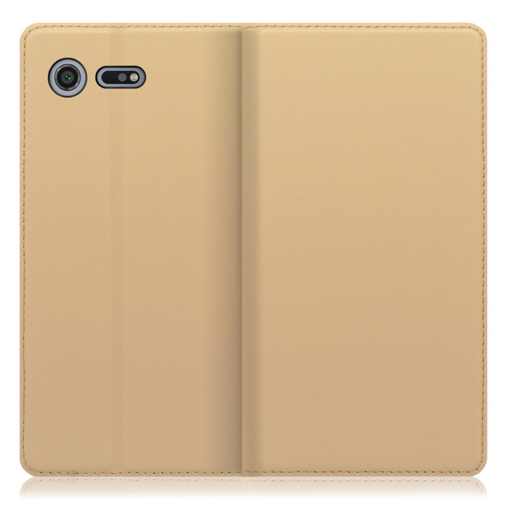 LOOF SKIN SLIM Xperia XZ Premium / SO-04J 用 [ゴールド] 薄い 軽量 手帳型ケース カード収納 幅広ポケット ベルトなし