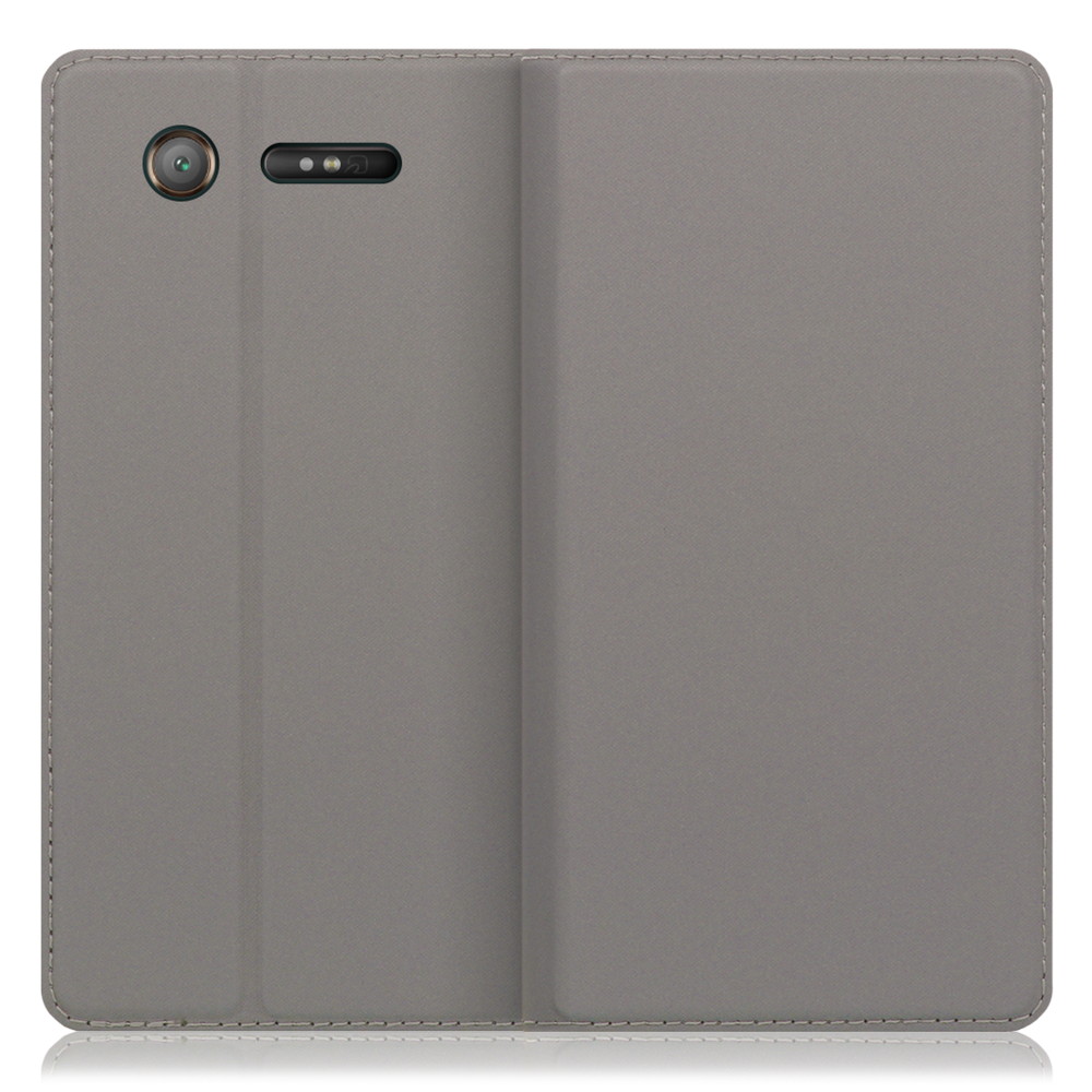 LOOF SKIN SLIM Xperia XZ1 / SO-01K / SOV36 用 [グレー] 薄い 軽量 手帳型ケース カード収納 幅広ポケット ベルトなし